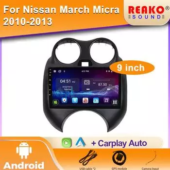 Для Nissan March MICRA 2010 2011 2012 2013 Android Car Radio Audio Video Multimedia Player GPS Navigation Carplay Auto 4 core 1GB+32GB carplay