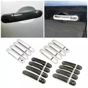 Для Nissan March Micra K12 Grand Livina L10 Note Versa Tiida C11 Latio Cube из углеродного волокна, модифицированная хромированная накладка на дверную ручку