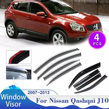Для Nissan Qashqai J10 Dualis 2007~2013 автомобильный козырек на окно, солнцезащитный козырек, защитный козырек от дождя, боковой тент, вентиляционное отверстие, дымоход, наружные аксессуары чёрный