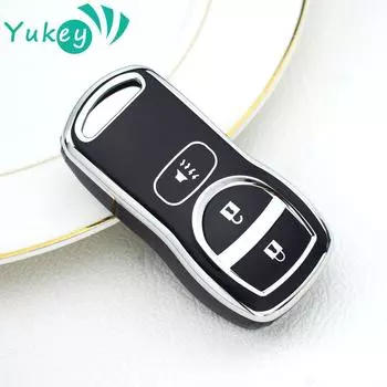 Для Nissan Quest Tiida Livina X-Trail Paladin 2003 2004 2005 2006 TPU чехол для ключа дистанционного управления с 3 кнопками чёрный