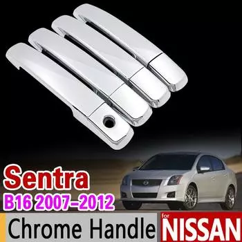 Для Nissan Sentra B16 2007-2012, хромированная накладка на ручку, набор 200 SE 2008 2009 2010 2011, автомобильные аксессуары, наклейки для автомобиля No Button