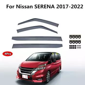 Для Nissan SERENA 2017-2024 Аксессуары для оконных козырьков Козырьки для защиты от дождя Дверные козырьки Вентиляционные шторки Внешняя отделка козырька вентиляционного отверстия Хром
