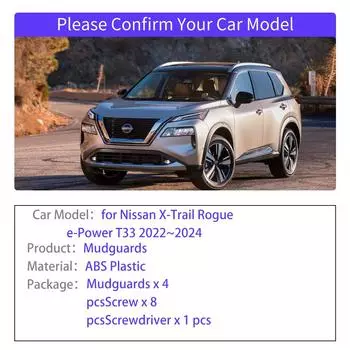 для Nissan X-Trail Rogue e-Power T33 2021~2024 2025 Брызговики Расширители крыльев Брызговик Защита от брызг Спойлер Автомобильные аксессуары Style A