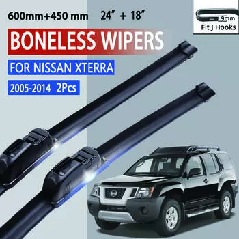 Для Nissan Xterra 2005-2014 автомобильный стеклоочиститель U-образный мягкий резиновый бескаркасный без кронштейна автомобильные дворники 24 +18