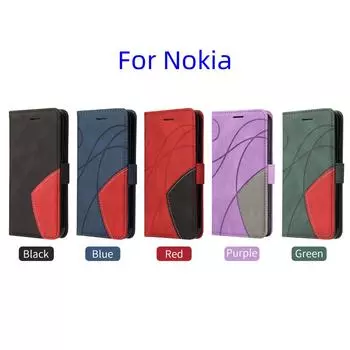 Для Nokia 5.3, Nokia 3.4, Nokia 5.4, Nokia 2.4, Nokia G10, G20... Линейный узор, стиль сращивания, дизайн из искусственной кожи, откидная подставка, кошелек, сумка для телефона с картой Nokia G42 фиолетовый