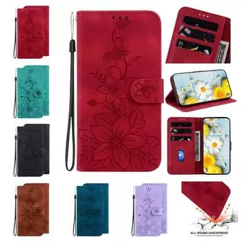 Для Nokia Series.XR21,C31,XR20,5.4,6.2,G42,X30,G300,1.4,3.4,2.2,C12,G60,G11,G20,C21...Процесс тиснения Цветок лилии Кошелек Кожаный откидной чехол Nokia C21 Plus чёрный