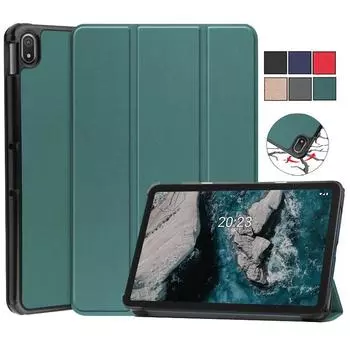 Для Nokia T20 T 20 T10 T 10 чехол 2022 из искусственной кожи тройная складная подставка с магнитной откидной крышкой для Funda Nokia T20 T10 2021 Tablet Kids For Nokia T10 2022 чёрный