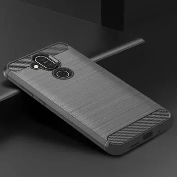 Для Nokia X7 nokia8.1 мягкий силиконовый чехол роскошный чехол из углеродного волокна для телефона nokia 8.1 x7 противоударные матовые задние чехлы For Nokia 8.1 чёрный