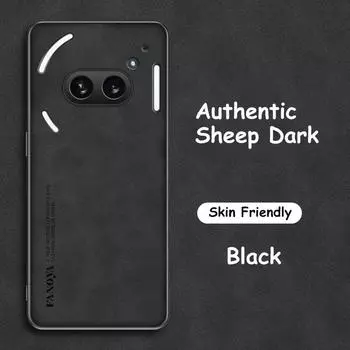 Для Nothing Phone 3A Pro Роскошный чехол из овчины для Nothing Phone 3 A 3a 2a Plus Защита камеры Ударопрочный силиконовый бампер for Nothing Phone 3A чёрный