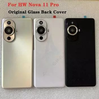 Для Nova 11 Pro новая задняя крышка из закаленного стекла для HW Nova 11 Pro запасные части задняя крышка батарейного отсека + рамка камеры белый
