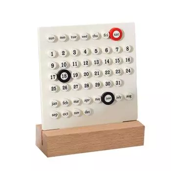 Для общежитий Для дома Настольный календарь Петля Календарь 1 Деревянная основа 3 Кольца для маркировки даты Акриловое кольцо Отображение месяца и даты