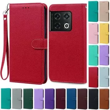 Для Oneplus 10 Pro Чехол-кошелек Флип Кожаный Чехол Для Oneplus 10 Pro 5G Чехол-Подставка Чехол-Книжка Для One Plus 10 Pro Чехол Fundas For Oneplus 10 Pro темно-красного