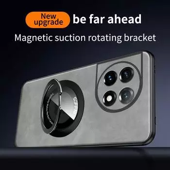 Для OnePlus 12 11 One Plus 11 12 5G для Magsafe Skin кожа матовая беспроводная зарядка кольцо магнитный противоударный чехол For OnePlus 11 коричневый