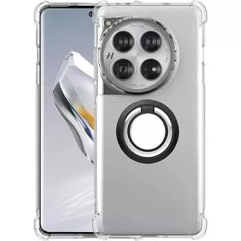 Для Oneplus 12 12R противоударная мягкая подушка безопасности прозрачная силиконовая задняя крышка для One Plus 12R 1 + 12 ACE 3 5G прозрачный металлический кольцевой держатель-подставка чехол для телефона For Oneplus 12R чёрный