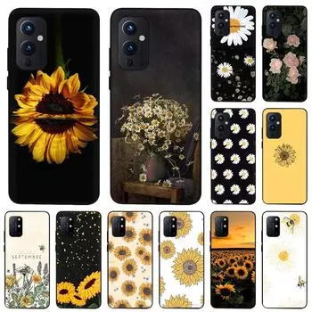 Для OnePlus 9 Pro 8 5G 7 9R 7T 8T Z Daisy Sunflower Черный матовый чехол из ТПУ с росписью чехол для телефона OnePlus Nord 2 CE N10 N100 N200 OnePlus 9