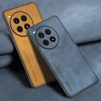 Для OnePlus Ace 3 Pro Чехол Роскошный PU Кожаный Чехол Для Телефона Для OnePlus Ace 3 Ace3 Pro 5G Задняя Крышка Матовый Силикон Полная Защита OnePlus Ace 3 Pro серый