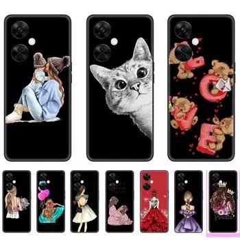 для Oneplus N30 чехол черный милый мультяшный задняя крышка на oneplusN 30 мягкий tpu ударопрочный CPH2515 ультра тонкий бампер N30-Style 1