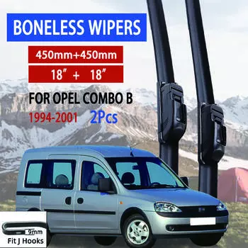 Для Opel Combo B 1994-2001 автомобильный стеклоочиститель U-образный мягкий резиновый бескаркасный без кронштейна автомобильные дворники 18 +18