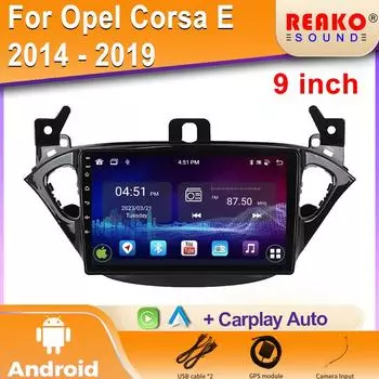 Для Opel Corsa E 2015-2019 Android сенсорный экран центральный мультимедийный навигатор GPS 4G беспроводной Carplay стерео головное устройство 2DIN 4 core 1GB+32GB carplay