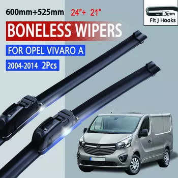 Для Opel Vivaro A 2004-2014 автомобильный стеклоочиститель U-образный мягкий резиновый бескаркасный без кронштейна HD автомобильные дворники 24 +21