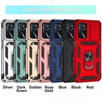 Для Oppo A16/Oppo A16s/Oppo A54s/Oppo A54 (4G)/Оппо А55 (4G)/Oppo A55 5G Бронированный чехол для телефона Защита объектива камеры Металлическое кольцо-подставка Противоударный чехол Oppo A55 5G розового золота