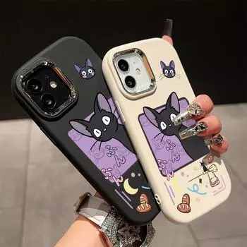 Для OPPO A16s A38 A58 A98 A56 A74 A78 Reno 8T Realme C65 C25S C53 Cartoon Black Cat Silver Edge мягкий защитный чехол из жидкого силикона Realme C25 белый