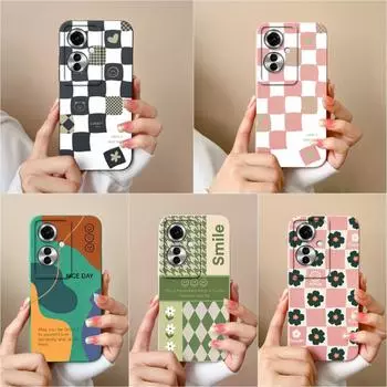 Для OPPO A59 A2M A1i Realme 12x чехлы для телефонов Матовый жидкий мягкий силиконовый модный клетчатый узор противоударный высококачественный популярный чехол для задней крышки для OPPO Oppo Reno11 5G