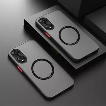 Для Oppo A60 4G CPH2631 металлический чехол для magsasfe, магнитная прозрачная жесткая задняя крышка, противоударный матовый чехол для телефона Oppo A60 OppoA60 for oppo a60 чёрный