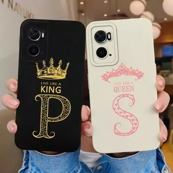 Для OPPO A96 4G 5G A7N A8 A9X A93S A94 A95 Чехол Роскошная Корона Противоударная Защитная пленка для экрана Матовые буквы Мягкий жидкий силикон для бампера OPPO OPPO A93 4G