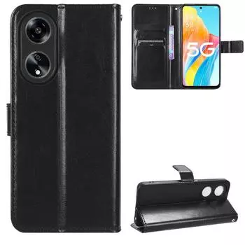 Для OPPO A98 A 98 5G чехол-книжка из искусственной кожи-бумажника чехол для телефона For OPPO A98 5G чёрный