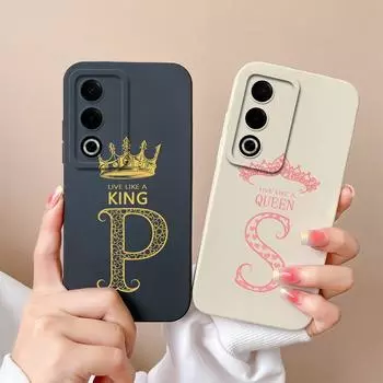 Для OPPO C63 A3 Pro Realme P1 12 13 Pro Plus чехол чехол модный Crown AZ буквы тонкий жидкий силиконовый защитный бампер для камеры для OPPO корпус Capas Oppo A3x 5G (India)