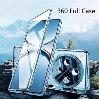 Для OPPO Find X8 Pro металлический каркас 360 полная защита чехол для OPPO Find X7 Ultra X 8 X8Pro 5G магнитная адсорбция двухсторонняя закаленная стеклянная крышка For Find X8 Pro чёрный