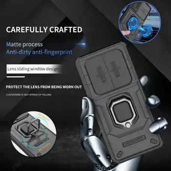 Для OPPO Realme 12 5G чехол слайдер камера ударопрочный бронированный чехол для телефона для OPPO Realmi 12 Realme12 магнитный держатель кольцо защитный чехол For OPPO Realme 12 чёрный