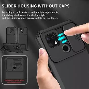 Для OPPO Realme C21 чехол слайдер камера защитный чехол для телефона для Realme C21Y C25Y подставка противоударный держатель брони задняя крышка For Realme C21Y светло-синий