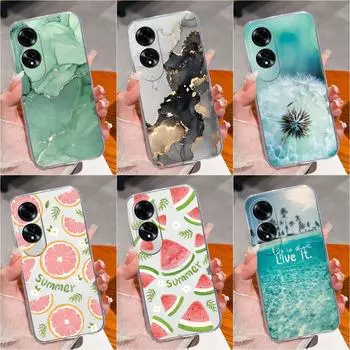Для OPPO Realme C63 C61 A60 A59 Reno12 Pro 5G Чехол Модный Мраморный Фруктовый Узор Высококачественный Силиконовый ТПУ Мягкий Защитный Экран Прозрачный Корпус Капа Oppo A60 4G