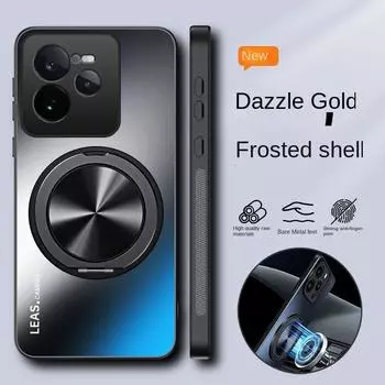 Для OPPO Realme GT 7 Pro Чехол Жесткий Матовый С Кольцом Подставка Магнитный Защитный Чехол Для OPPO Realme GT7 Pro Phone s For Realme GT 7 PRO чёрный