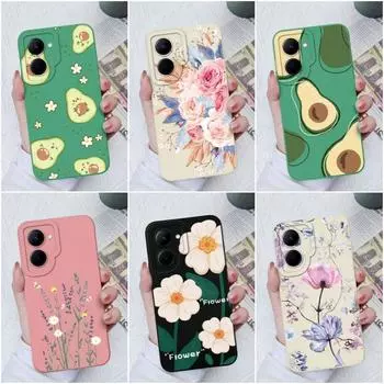 Для OPPO Realme GT Neo2 3 C33 C55 C35 C20 C30 C31 Чехол Модный чехол с цветком авокадо Защитный квадратный жидкий силикон Мягкий ТПУ для Realme Funda Coque Бампер Realme C11