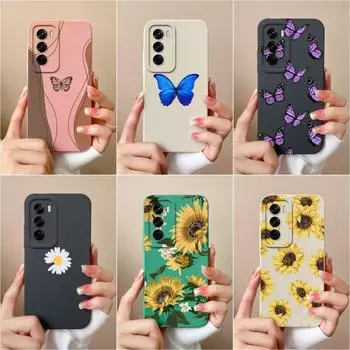 Для Oppo Reno12 F Pro Realme Narzo N63 C63 C61 задняя крышка мягкий силиконовый протектор экрана против падений симпатичный подсолнух бабочка телефон сумки чехол для OPPO Oppo Reno12 5G