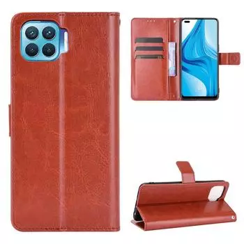 Для OPPO Reno4 lite Reno 4 lite чехол откидная крышка чехол-кошелек из искусственной кожи для телефона For OPPO Reno4 lite коричневый