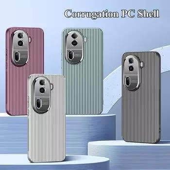 Для Oppo Reno 12 11 Pro металлическая защита объектива «все включено» с прямыми краями, гофрированная, нескользящая противоударная задняя крышка для ПК Reno 11 Pro (Global) чёрный