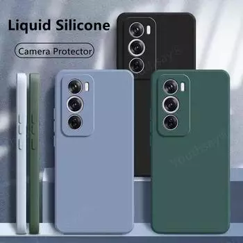 Для OPPO Reno 12 Pro жидкий силиконовый чехол матовый противоударный мягкий чехол для телефона Reno 12Pro Reno12 For Reno 12 синий