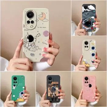 Для Oppo Reno 2 3 4 5 6 7 8 10 Pro 5G Reno 7 8 Lite Чехол Астронавт Мужская женская сумка для телефона Мягкий силиконовый чехол Квадратный матовый противоударный бампер для Oppo Reno OPPO Reno2