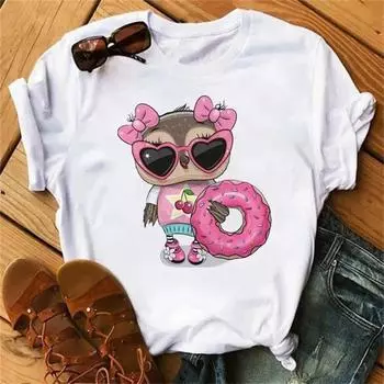 Для отдыха белые популярные универсальные офисные женские футболки с граффити с героями мультфильмов, женские футболки, модные, универсальные, трендовые, повседневная одежда с коротким рукавом XS