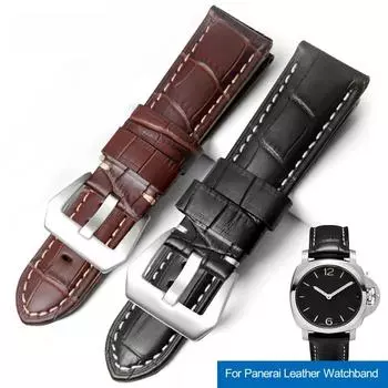 Для Panerai ремешок для часов из натуральной кожи мужской кожаный ремешок для часов PAM441 312 коричневый черный ремень для крупного рогатого скота 22 мм 24 мм 26 мм 22mm