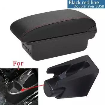 Для Peugeot 107 подлокотник для Citroen C1/Toyota Etios Aygo BJ подлокотник коробка для хранения автомобильных аксессуаров внутренние детали Double Layer чёрный