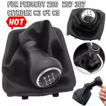 Для Peugeot 206 207 307 Citroen C3/C4/C5 PU 5-ступенчатая ручка переключения передач рычаг переключения передач чехол багажника автомобильные аксессуары
