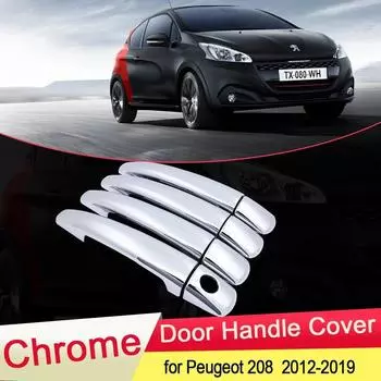 Для Peugeot 208 2012 2013 2014 2015 2016 2017 2018 Роскошная хромированная дверная ручка, накладка, автомобильный набор, аксессуары для стайлинга, ABS Peugeot 208