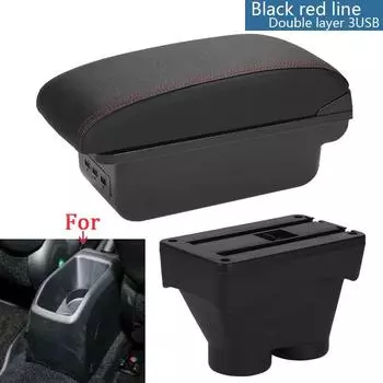 Для Peugeot 208 подлокотник ящик для хранения автомобильные аксессуары детали для модернизации детали интерьера авто держатель пепельница 2012-2018 Double Layer чёрный
