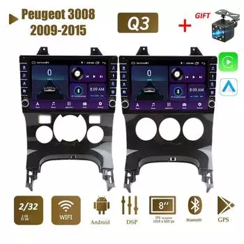 Для Peugeot 3008 2009-2015 с кнопкой Android автомобильный радиоприемник мультимедийный плеер навигация стерео GPS 2 Din Carplay 2 + 32 ГБ 1+16GB,AT