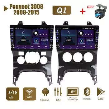 Для Peugeot 3008 2009-2015 с кнопкой Android автомобильный радиоприемник мультимедийный плеер навигация стерео GPS 2 Din 1 + 16 ГБ 1+16GB,AT